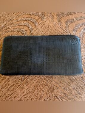 Loewe Textured Navy Long zipper Leather Wallet